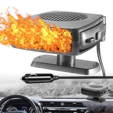 Imagem de Aquecedor de carro, aquecedor portátil de carro de 12 V 200 W para veículos, aquecedor portátil para desembaçador e descongelador de para-brisa de carro, plugue ao isqueiro para carro, trailer, SUV
