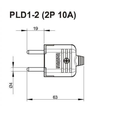Imagem de Pino Plug Macho 2P 10A - Cinza - Pld1-2 (2P 10A) - Margirius