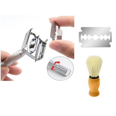 Imagem de Kit 1x Aparelho Barbear Borboleta + 12x Lâminas + 1x Pincel