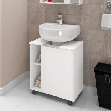 Imagem de Gabinete Pequin Banheiro com Rodízios 1 Porta com Nichos