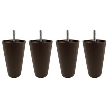 Imagem de Kit 4 pés Cônicos 11cm Para Cama Box - Tabaco - Kitsul