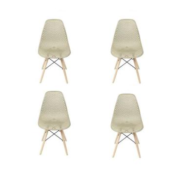 Imagem de Kit 4 Cadeiras Eames Design Colméia Eloisa Bege - Homeland