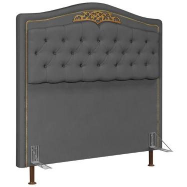 Imagem de Cabeceira Cama Box Casal 140cm com Tachas Imperial Veludo J02 Cinza - Mpozenato