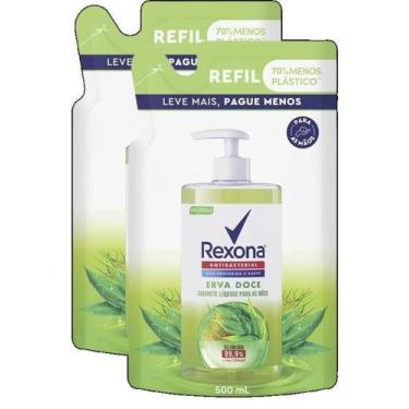 Imagem de 2 Sabonete Rexona Líquido Antibacterial Erva Doce Refil 500M