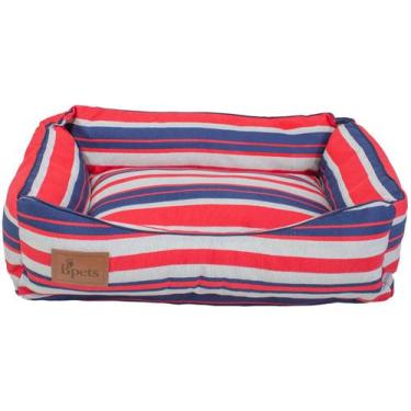 Imagem de Cama para Cachorro e Gato P Bpets Premium Listras, Azul, Vermelho e Ci