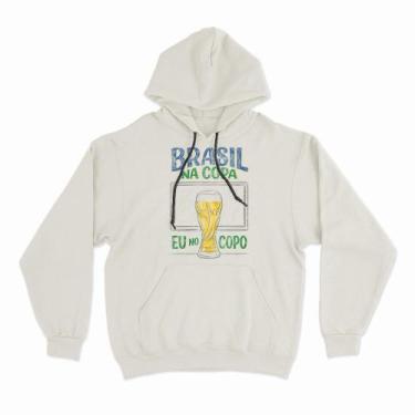 Imagem de Moletom Com Capuz Brasil Na Copa Eu No Copo - - Studio Geek, G, Off wh