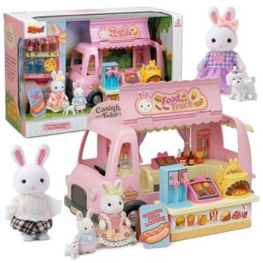 Imagem de Brinquedo Casinha Feliz Playset Food Truck Carrinho Com Coelhos Para M