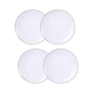 Imagem de Jogo De Pratos Sobremesa Rústico 4 Peças 21 Cm Porcelana Decorada Tram