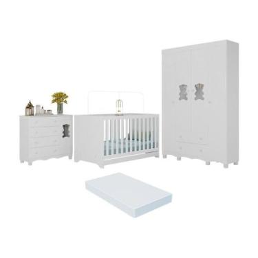 Imagem de Quarto De Bebê Completo Com Berço Americano 3 Em 1 Colchão Ternura Mul