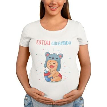Imagem de Camiseta Blusinha Chá de Bebê Revelação Estou Chegando Branca - Del Fr