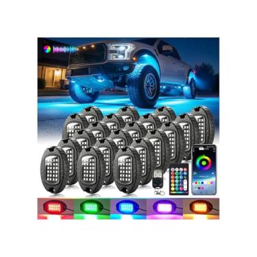 Imagem de Kit de luzes LED RGB de metal segmentado, 20 cápsulas, com controle remoto APP/RF, luz iluminada à prova d'água, brilhante, multicolorida, liga inferior de 12 V, para caminhões, caminhonete