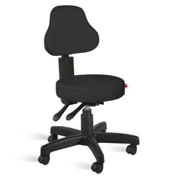 Imagem de Cadeira Mocho Encosto Alto Back System material sintético Cor:Preto - 