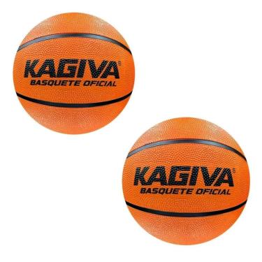 Imagem de Kit 2 Bola de Basquete Oficial Tamanho 7 em Borracha Laranja para Treino e Jogo Kagiva