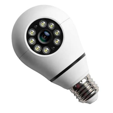 Imagem de Câmera de Monitoramento 360 graus  Wi-Fi Bulbo MDM com Visão Noturna Conversa Bidirecional Branco