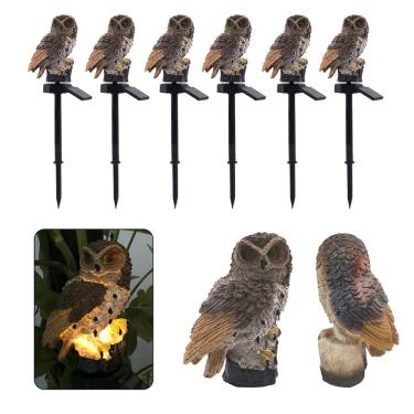 Imagem de Coruja Lumianaria Solar Decoracao Casa Quintal Jardim Varanda Kit 6 Uni Multiuso Resistente Aves Iluminacao