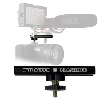 Imagem de Suporte de extensão de sapata fria de 10 cm - Suporte de flash de câmera dupla face com adaptador de flash de 0,64 cm - 20 da Cam Caddie - Preto