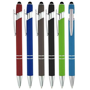 Imagem de Canetas Stylus – Caneta styli capacitiva com tinta preta esferográfica – Ponta de borracha sensível para o seu telefone – compatível com a maioria dos dispositivos de tela sensível ao toque – Combo de cores sortidas, caneta e caneta stylus, 6 Pack