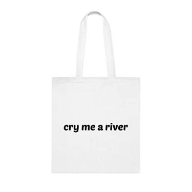 Imagem de SpreadPassion Cry Me A River, presente Cry Me A River, bolsa de ombro, bolsas reutilizáveis, ideia de presente de aniversário e Natal