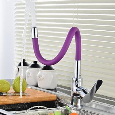 Imagem de Latão Sílica Gel Nariz Qualquer Sentido Torneira de Cozinha Giratória Misturador Água Fria e Quente Torneira Cozinha Torneiras Monocomando,Roxo,China