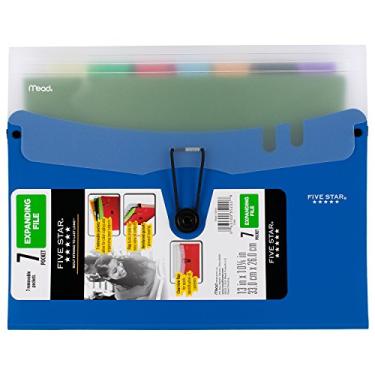 Imagem de Five Star Arquivo expansível com arquivos removíveis, pasta de arquivo expansível de 7 bolsos, 33 x 26 cm, azul (73942)