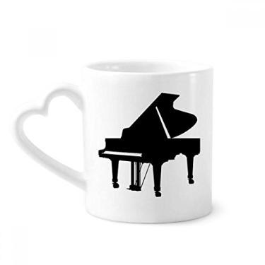 Imagem de Caneca com estampa de instrumento musical clássico piano café cerâmica copo de coração de vidro
