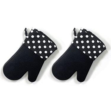 Imagem de Luvas de forno de silicone, luva de forno de cozinha, luvas de forno de cozinha com forro acolchoado, resistente ao calor 500 graus, preto1