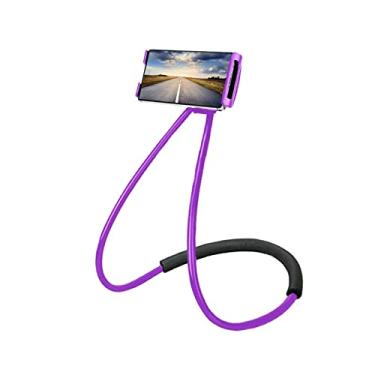 Imagem de Chapter Seven Suporte universal para celular inteligente, pendurado no pescoço, suporte flexível para celular, suporte preguiçoso flexível para rotação livre para várias funções (preto) (roxo)