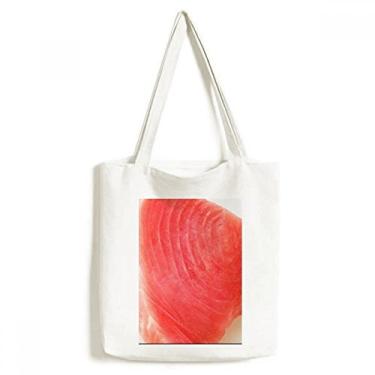 Imagem de Salmon Sashimi Meat Food Texture Tote Canvas Bag Shopping Satchel Casual Bolsa