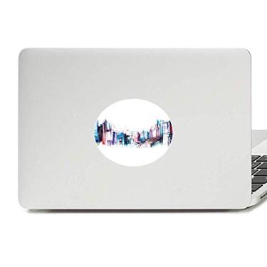 Imagem de Adesivo de notebook com emblema de vinil e arranha-céus de construção moderna