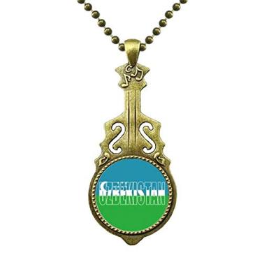Imagem de DIYthinker Colar com nome da bandeira do país do Uzbequistão, joia antiga com pingente de música