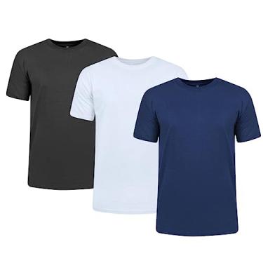Imagem de Kit 3 Camisetas Dry Fit Masculina Esportes Exercícios Academia Proteção UV 50 (as2, alpha, s, regular, Preto, Branco, Marinho)