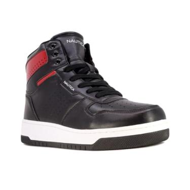Imagem de Nautica Men's High-Top Sneakers Lace-Up Trainers Basketball Style Shoes-Oakford-Black Red-Size-10