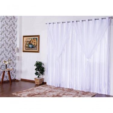 Imagem de Cortina Para Sala Ou Quarto Charmousse Com Voil 2,00 Branca [f101]