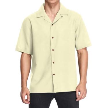 Imagem de CHIFIGNO Camisa masculina havaiana manga curta folgada estampada abotoada camisas casuais verão praia camisas, Chiffon limão, P