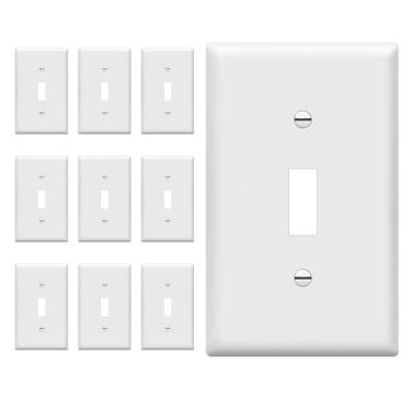 Imagem de Enerlites 8811-W-10 peças placa de parede alternada, tamanho padrão 1 interruptor, policarbonato inquebrável, branco (pacote com 10)