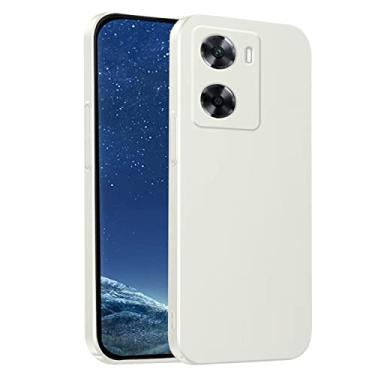 Imagem de Capa para celular Oppo A57 5G fina à prova de choque antiarranhões, preto rosa para mulheres meninas homens proteção leve Oppo A57 5G capa rígida PC capa luxuosa (branca)