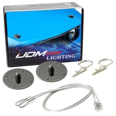 Imagem de iJDMTOY Conjunto de design clássico de 2,5" Arma Metal Billet Alumínio Hood Kit de Aparência com Chave Compatível com Qualquer Carro, Caminhão, SUV, etc.