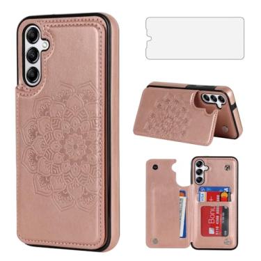 Imagem de Asuwish Capa de telefone para Samsung Galaxy A55 5G com protetor de tela de vidro temperado e carteira de couro flip suporte para cartão de crédito suporte celular robusto acessórios de celular A 55