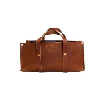 Imagem de Woodman's Pal Bolsa de ferramentas de couro Buffalo para ferramentas manuais, jardinagem, atividades ao ar livre, organizador de couro premium resistente (marrom dourado)
