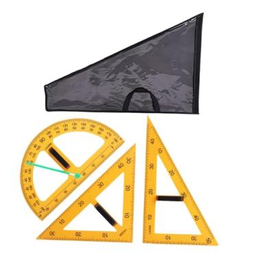 Imagem de IEUDNS Conjunto de régua geométrica matemática com bolsa de armazenamento, triângulo, grande número, aprendizagem, desenho, réguas de ensino multifuncionais, 3 PECAS