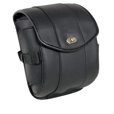 Imagem de Milwaukee Leather MP8110 Bolsa pequena preta de PVC para motocicleta, fecho giratório/zíper Sissy Bar Bag – Tamanho único