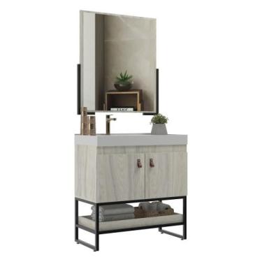 Imagem de Gabinete Banheiro 79cm com Cuba e Espelheira Multimóveis CR10108, Carv