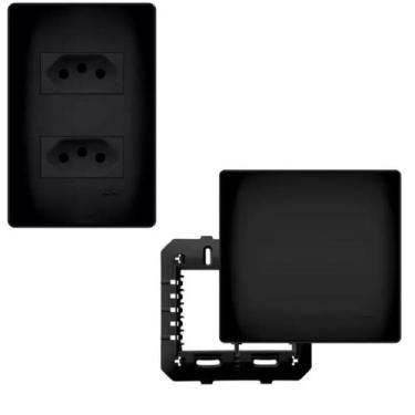 Imagem de Kit 6 Tomadas Duplas 20a Tripolar + Placa Cega Espelho C/suporte 4x4 H