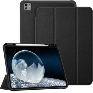 Imagem de Fintie Capa Para iPad Pro 12,9 Polegadas 2024, [Porta-Lápis Embutido] Capa Protetora Fina E Macia de TPU com Ativação/Repouso Automático, Preto