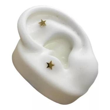 Imagem de Piercing Orelha Estrela Titânio Tragus Cartilagem - RaraSteel, Dourado