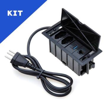 Imagem de Kit Caixas Tomadas 4 Bl Basc 2 Tom 20A 1 USB Dados 1 Rj45 - CONNECT CA