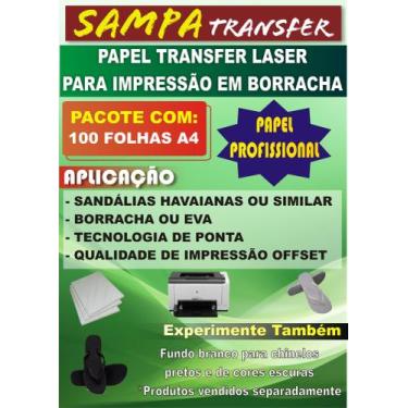 Imagem de Papel transfer laser profissional para chinelo 100 folhas A4 com Fixad