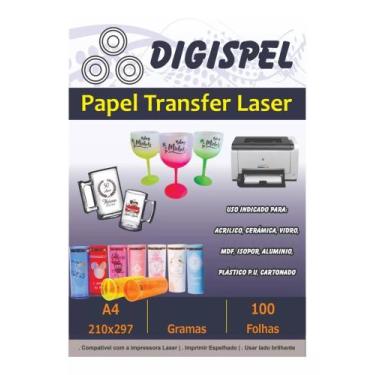 Imagem de Papel Transfer Laser Acrílico Cerâmica 50 Folhas 100g A4 - DIGISPEL