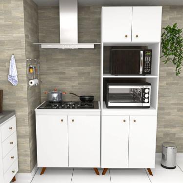 Imagem de Conjunto Cozinha Modular Balcão Cooktop Torre Quente Branco