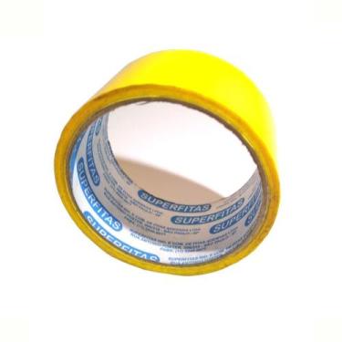 Imagem de Fita Adesiva 45mm X 40m Tipo Durex Largo Embalagem Decoração Amarela -